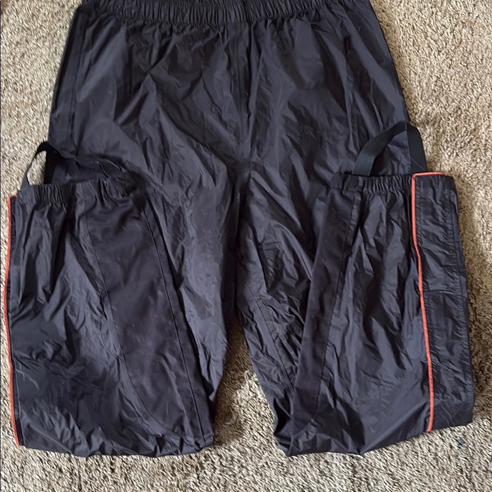 Harley-Davidson Black Rain Pants with Orange Piping on seams